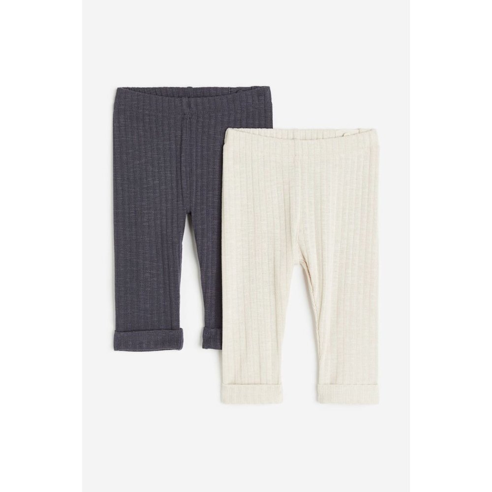 NWT H&M 2-pack Leggings Size 18M Color Light‎ beige/dark gray